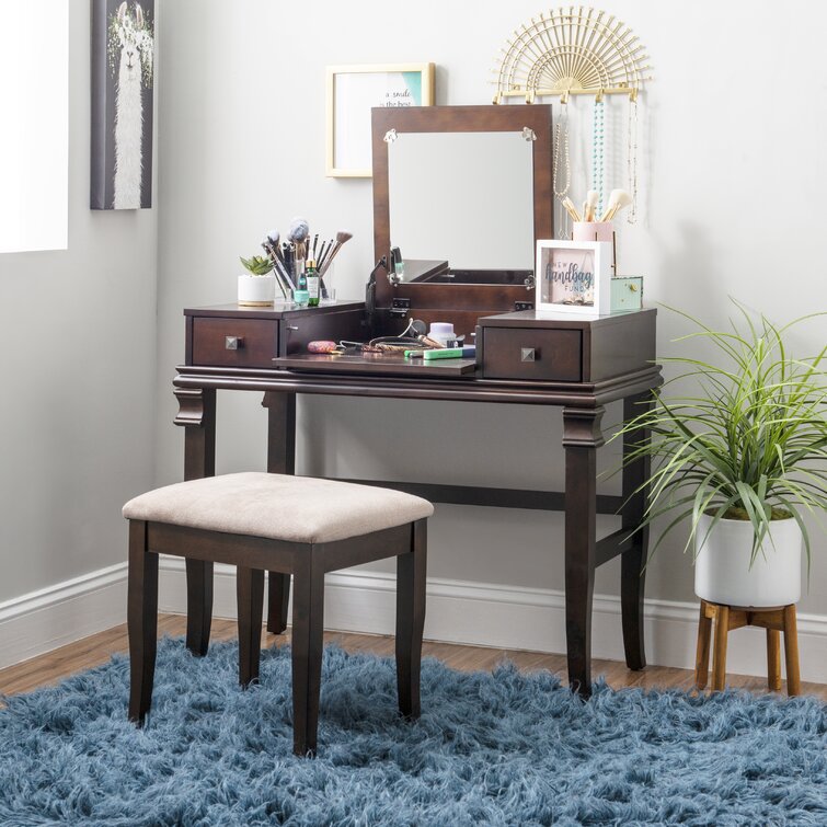 Kaslyn vanity and mirror with 2024 stool